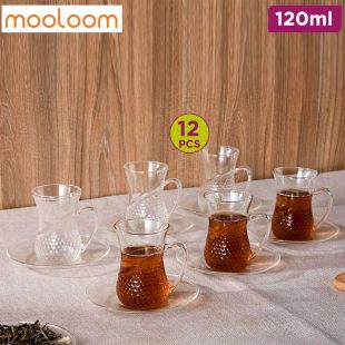 Mooloom Hand Made Borosilicate Glass Single Wall Tea Cup 120ml 12 Pcs