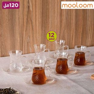 طقم اكواب شاي مصنوع يدويًا من زجاج البورسليكات بجدار فردي 120 مل 12 قطعة من Mooloom