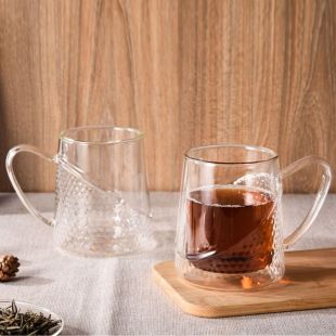 وعاء سكر زجاجي مزدوج الجدار مصنوع يدويا من زجاج البوروسيليكات من MOOLOOM-2 حبة