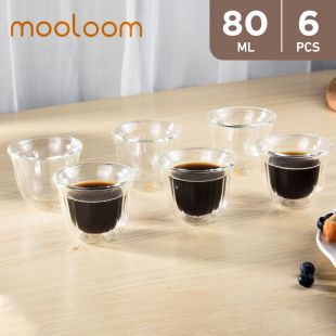 Handmade Double Wall Glass Coffee Cup 6 x 80 ml by Mooloom