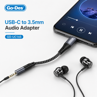 Go-Des 130mm Type-C to 3.5mm Audio Aux Jack Cable