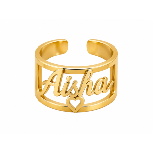 Gold Custom Adjustable Name Ring for Women - English or Arabic Designs