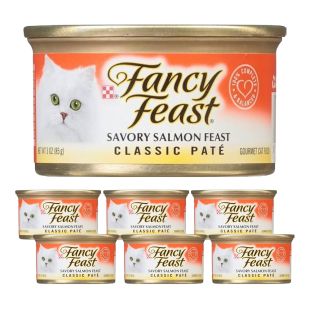 Purina Fancy Feast Classic Pate Savoury Salmon Feast Gourmet Cat Food 85 g x 6