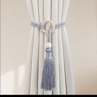 Braided Wooden Ring Curtain Tiebacks - 4pcs