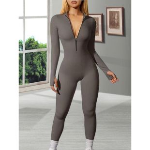 بودي سوت بأكمام طويلة وسحاب للسيدات