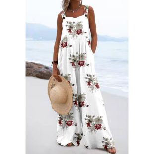 جمبسوت صيفى بدون أكمام بتصميم Grey Flowers للسيدات