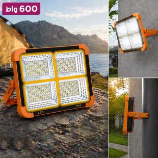 كشاف LED محمول 600 واط بالطاقة الشمسية وبطارية احتياطية