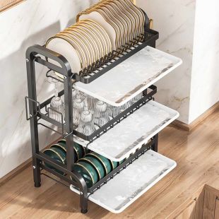 3 Tier Steel Kitchen Organizer with Draining Trays