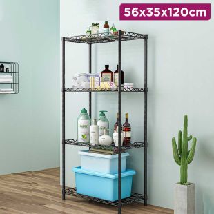 4-Tier Adjustable Metal Storage Rack 56×35×120 cm