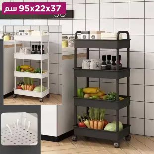 منظم تخزين بلاستيك 4 طبقات مع عجلات 37×22×95 سم
