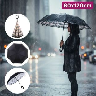 Inverted Folding Umbrella with Reinforced Frame and Double-Layer Canopy