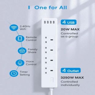 وصلة كهربائية ذكية لا سلكية 4 مقابس + 4 منافذ USB من Meross