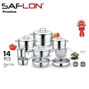 طقم أواني طهي ستانلس ستيل 14 قطع من Saflon