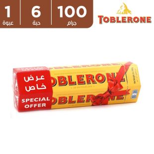 توبليرون - شيكولاتة سويسرية بالحليب مع نوجا العسل واللوز 6 × 100 جم