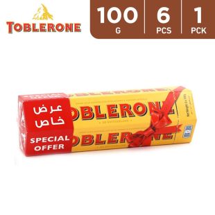 Toblerone Swiss Milk Chocolate Bar with Honey and Almond Nougat 6 x 100 g