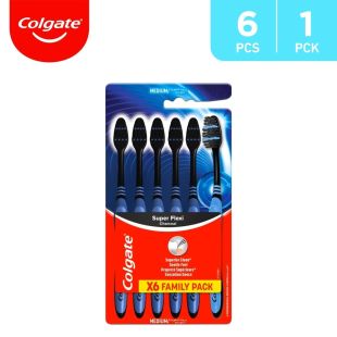 Colgate Super Flexi Charcoal Soft Toothbrush 6 Pieces