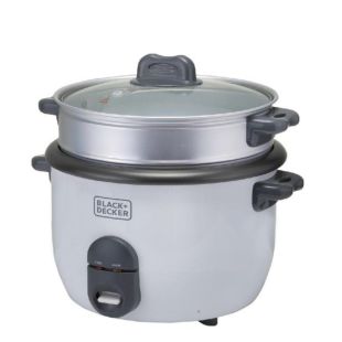 طباخ أرز كهربائي 700 واط بسعة 1.8 لتر مع صينية بخار من Black+Decker (منتج جديد / من غير كرتون)