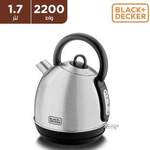 غلاية ماء كهربائية ستانلس ستيل 1.7 لتر 2200 واط من Black + Decker - منتج جديد-من غير كرتون