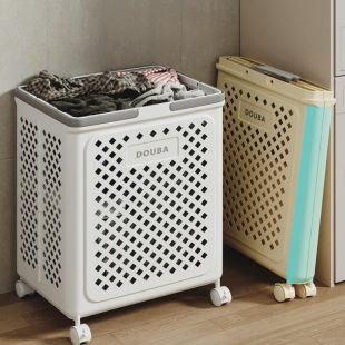 سلة غسيل قابلة للطي بعجلات