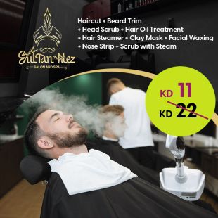 Haircut + Beard Trim + Head Scrub from Sultan Alez Salon & Spa