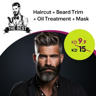 Haircut + Beard Trim + Oil Bath + Facial Mask at The Best Men's Salon