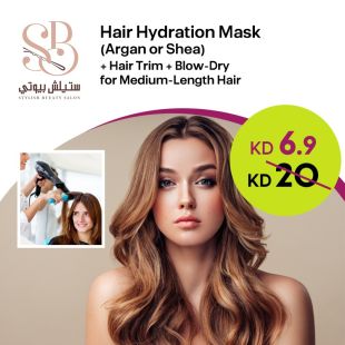 Hair Hydration Mask (Argan or Shea) + Trim & Blow-Dry for Medium Hair at Stylish Beauty at Stylish Beauty Salon
