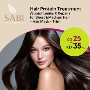 بروتين (فرد وعلاج) للشعر القصير والمتوسط + ماسك + قص أطراف من Sabi Spa Salon