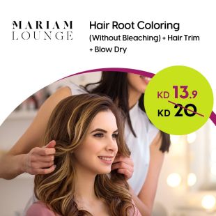 Root Hair Color (Without Bleaching) + Hair Trim + Blow-Dry at Mariam Lounge