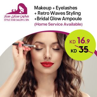 Makeup + Eyelashes + Retro Wavy Hairstyle + Bridal Glow Ampoule at Style Star Salon