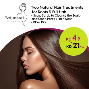 2 Natural Hair Treatments + Scalp Scrub + Hair Wash + Blow-Dry at Body And Soul Salon & Spa