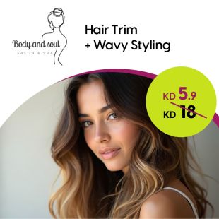 Hair Trim + Wavy Hairstyling at Body And Soul Salon & Spa