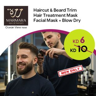 Men's Grooming Package Haircut & Beard Trim + Hair Treatment Mask + Facial Mask + Blow Dry from Marmara Spa - Ocean View Hotel