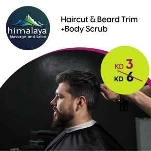 Haircut and Beard Trim + Scrub at Himalaya Salon