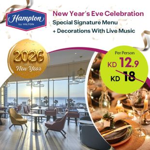 New Year’s Eve Special Dinner Menu with Decorations & Music at Hampton Hotel