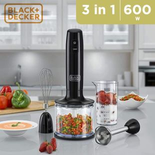 3 in 1 Hand Blender 600W with Chopper Black & Decker  (New Product / Open Box)