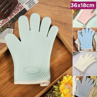 Heat Insulation Anti-Scald Silicone Kitchen Gloves with Five Fingers 36.5 x 18.5cm
