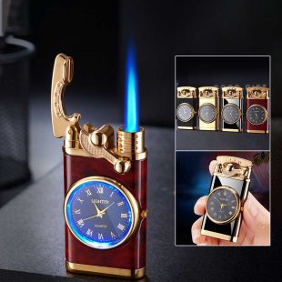 ولاعة غاز معدنية بتصميم ساعة كوارتز أنيقة بألوان متنوعة