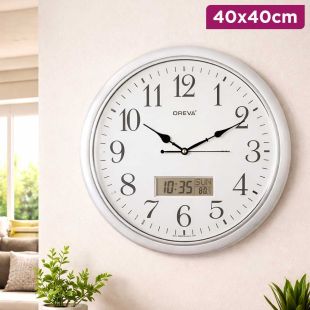 Classic Wall Clock with Hands and Digital Display 40 × 40 cm