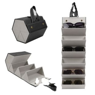 Multi-Slots 6-Slot Sunglasses PU Hanging Display Storage Box