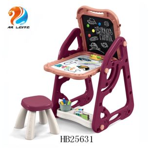 لوحة رسم مغناطيسية مزدوجة الوجه قابلة للتعديل مع طاولة وكرسي للأطفال