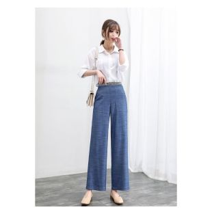 بنطلون كاجوال واسع الساق بخصر عالٍ للسيدات