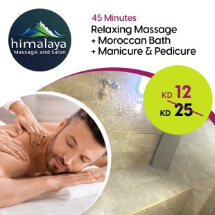 45-minute Relaxing Massage + Moroccan Bath + Pedicure and Manicure at Himalaya Salon