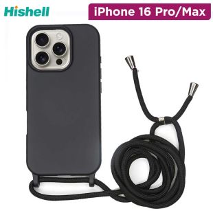 Hishell Silicone Phone Case Black With Strap 2.5Mm For iPhone 16