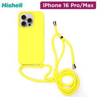 Hishell Silicone Phone Case Yellow With Strap 2.5Mm For iPhone 16