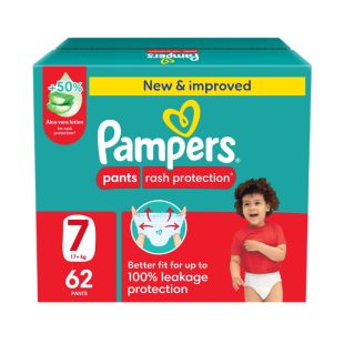 Pampers Rash Protection Baby Pants 62 Diapers Size 7 (17+ Kg)