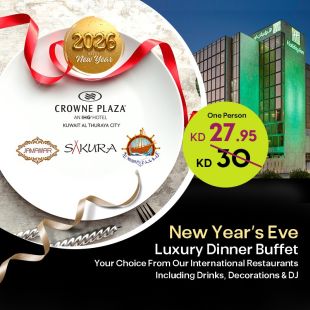 Enjoy New Year Dinner Buffets from Crowne Plaza Hotel & Holiday Inn Al Thuraya City