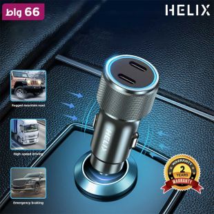 شاحن سيارة فائق السرعة مع منفذ USB-C مزدوج 66 واط من HELIX
