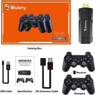 جهازألعاب 4k  أندرويد 1080 بكسل مع يد تحكم لاسلكية مزدوجة من Blulory