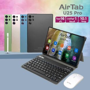 تابلت U25 Pro الذكي شاشة 10.1 بوصة أندرويد 13 ذاكرة 16 جيجابايت تخزين 1 تيرابايت واي فاي شريحة مزدوجة 4G من AirTab