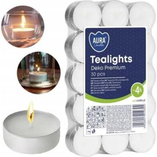 شموع Tea Light الفاخرة 30 قطعة × 10 جرام من Aura